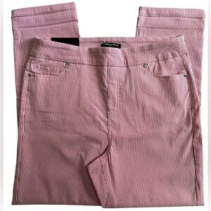 Mario Serrani Pink and White Striped Comfort Stretch Cuff Capri, NWT, Size M